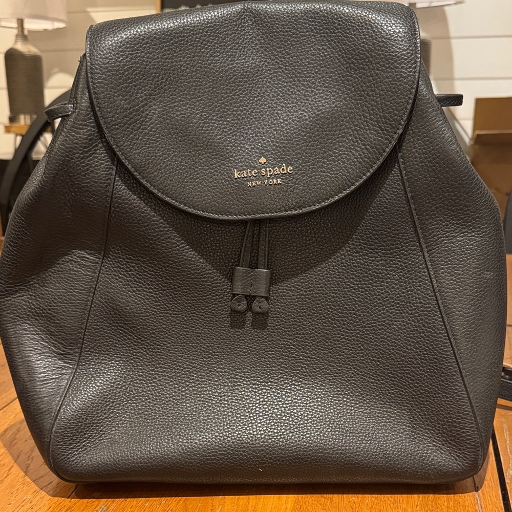 Kate Spade Black Pebbled Leather Backpack